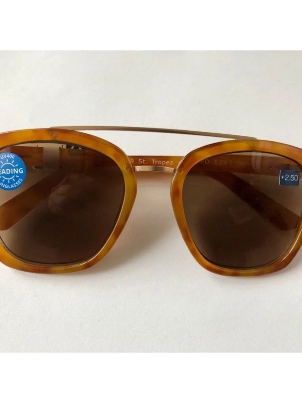 NEW‎ ST. TROPEZ HONEY TORTOISE PEEPERS UV400 SUN READERS +2.50